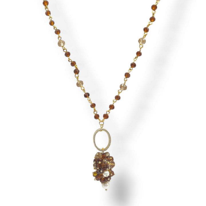 END OF COLLECTION - CRYSTAL AND PEARL NECKLACE
