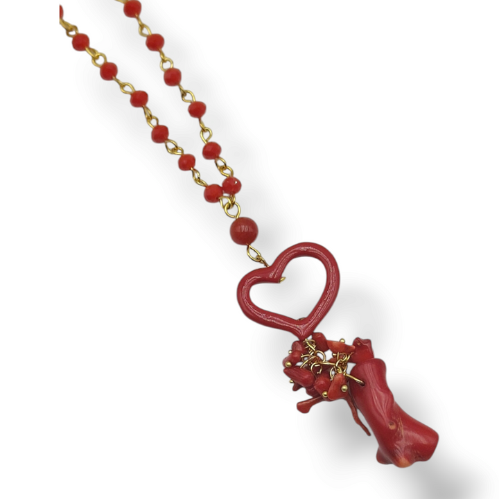 END OF COLLECTION - RED AGATE HEART NECKLACE