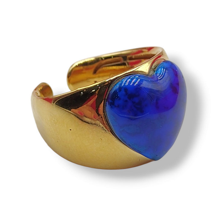 END OF COLLECTION - LOVE LINE - RED AND BLUE HEART RING