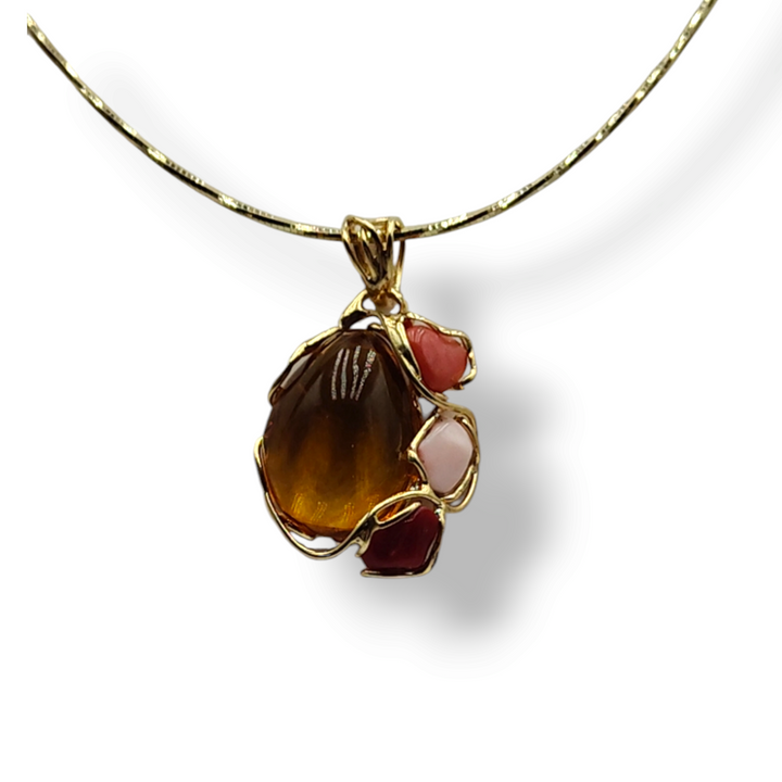 END OF COLLECTION - Amber drop pendant necklace mounted on silver