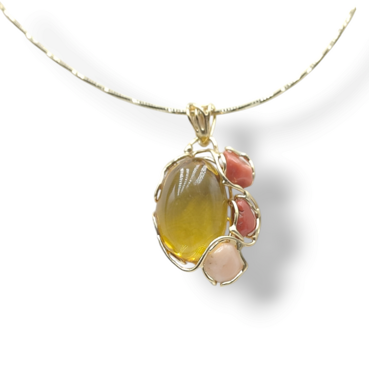 END OF COLLECTION - Amber drop pendant necklace mounted on silver