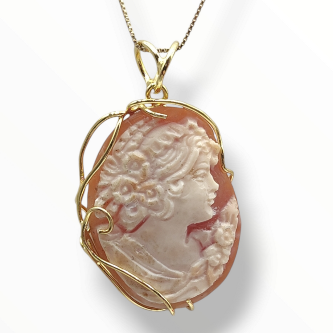 FINE COLLEZIONE - COLLANA CIONDOLO "LE NATALINE 2024" IN CAMMEO MONTATO SU ARGENTO