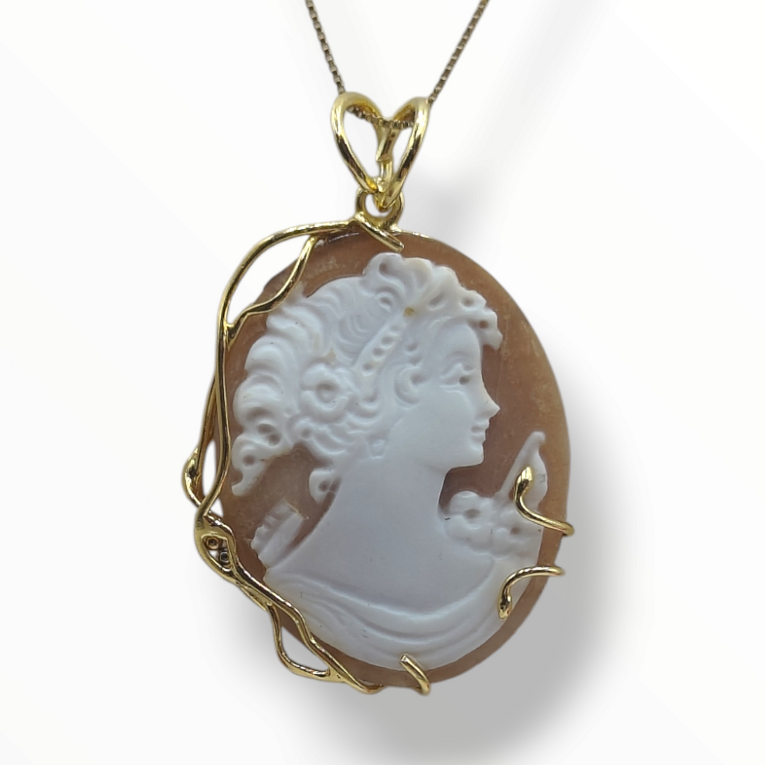 FINE COLLEZIONE - COLLANA CIONDOLO "LE NATALINE 2024" IN CAMMEO MONTATO SU ARGENTO
