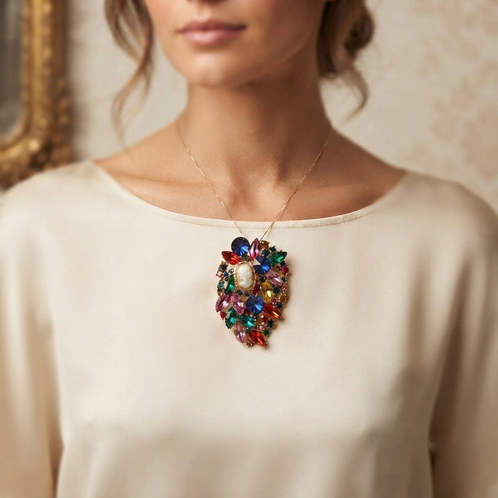 Ciondolo spilla Dama di Cammeo e Cristalli Swarovski