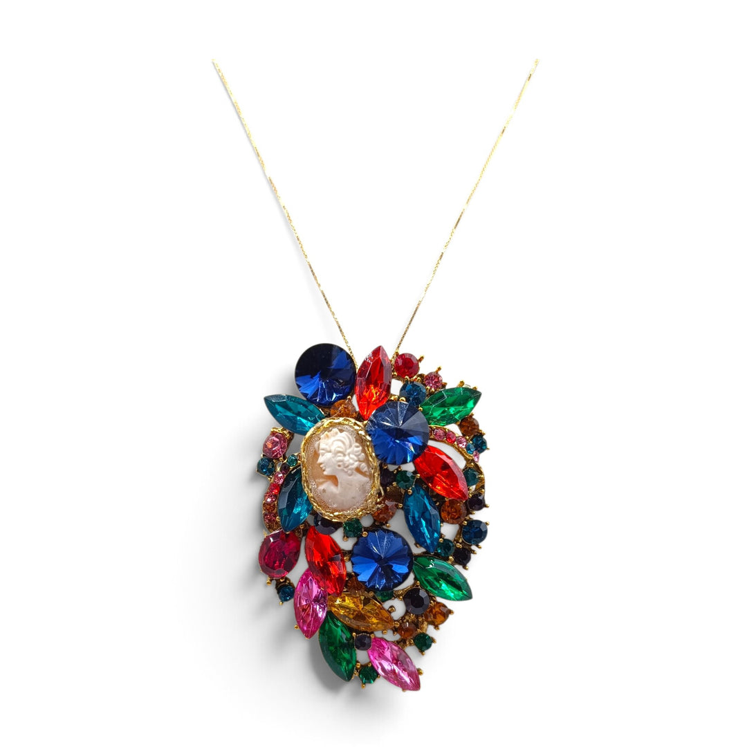 Ciondolo spilla Multicolor Dama di Cammeo e Cristalli Swarovski