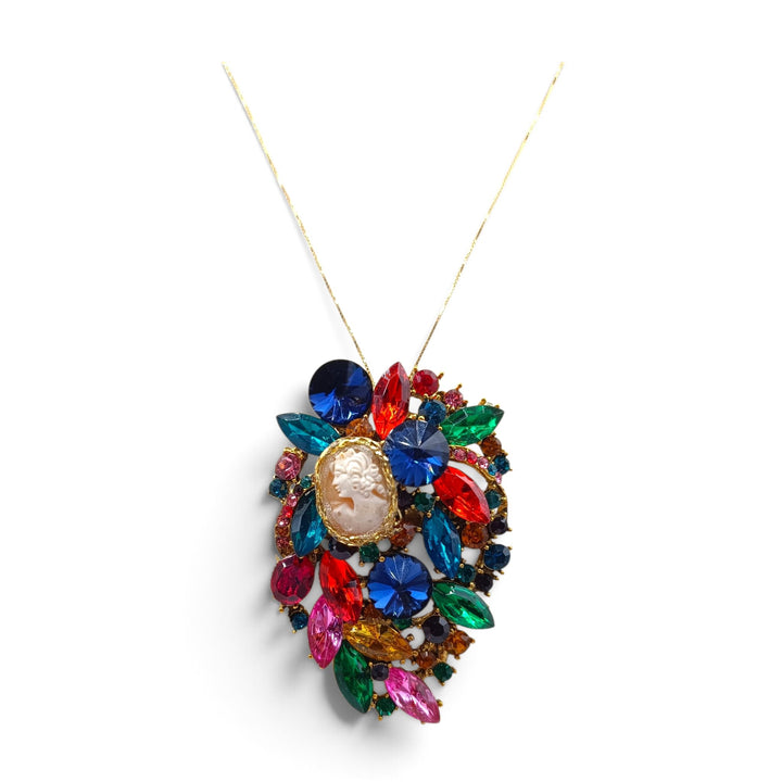 Ciondolo spilla Multicolor Dama di Cammeo e Cristalli Swarovski