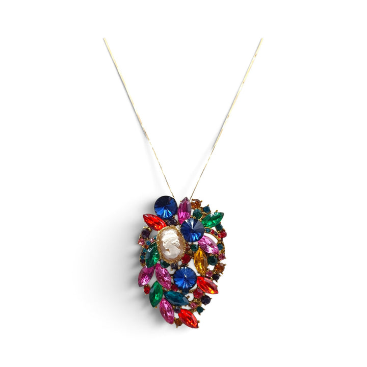 Ciondolo spilla Dama di Cammeo e Cristalli Swarovski