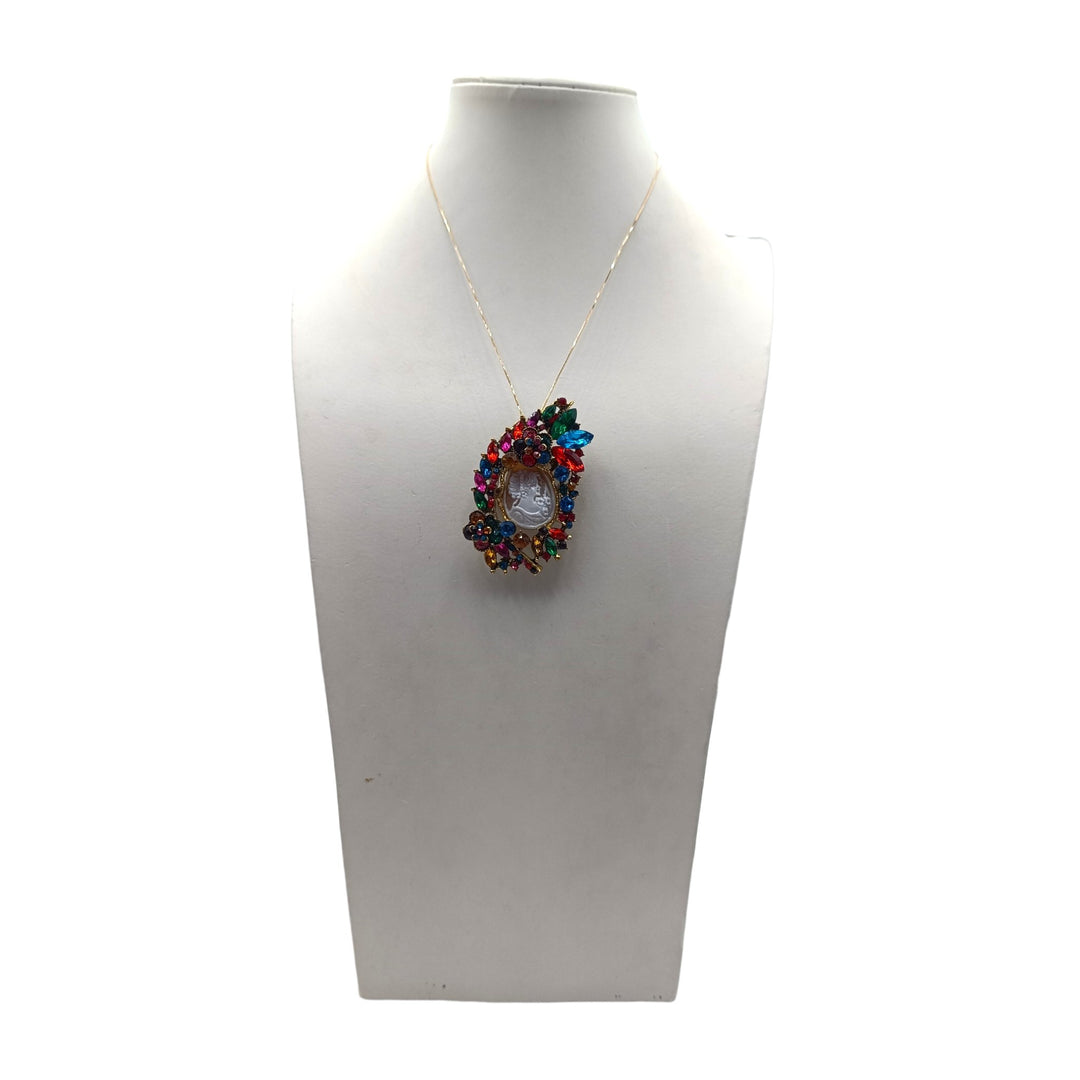 Ciondolo spilla Dama di Cammeo e Cristalli Swarovski