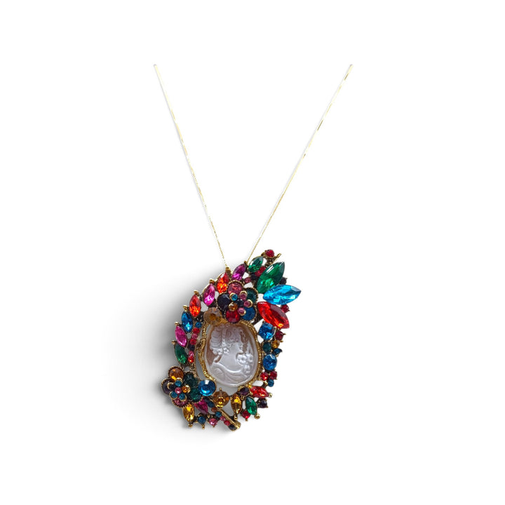 Ciondolo spilla Dama di Cammeo e Cristalli Swarovski