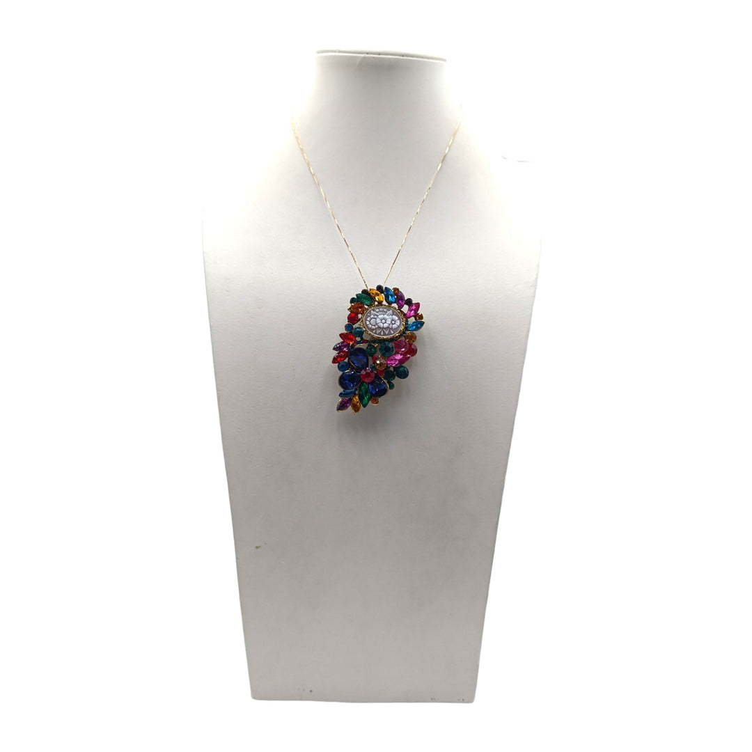 Ciondolo spilla Fiori di Cammeo e Cristalli Swarovski