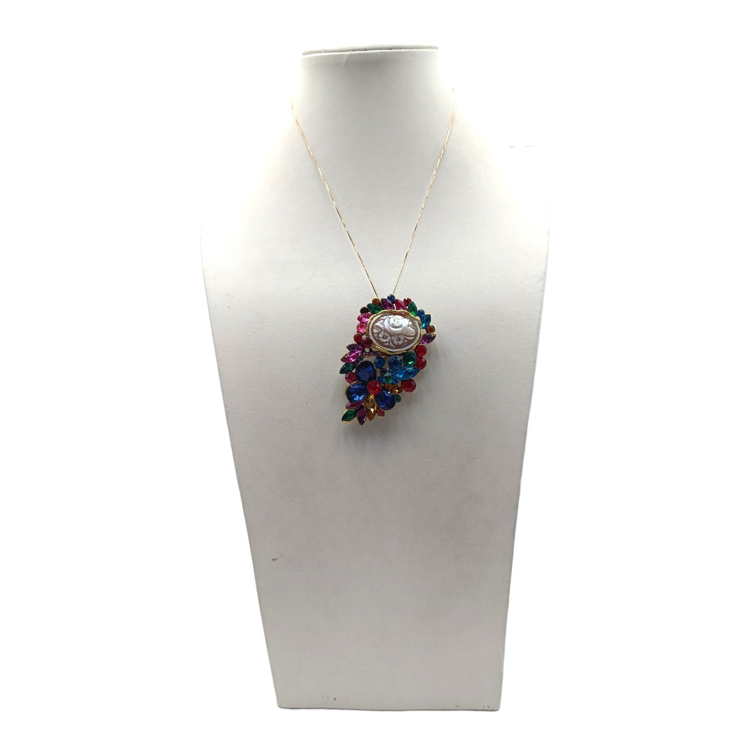 Ciondolo spilla Fiori di Cammeo e Cristalli Swarovski
