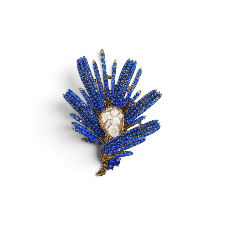 Ciondolo e Spilla fiori di Cammeo e Cristalli Swarovski