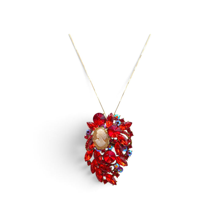 Ciondolo spilla Dama di Cammeo e Cristalli Swarovski