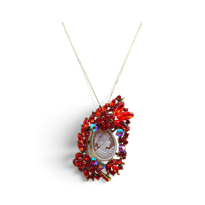Ciondolo spilla Dama di Cammeo e Cristalli Swarovski