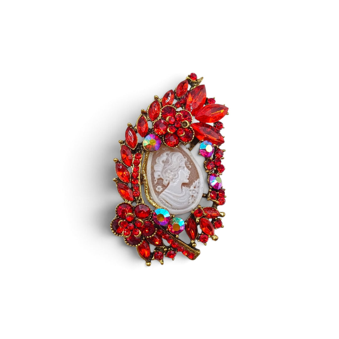 Ciondolo spilla Dama di Cammeo e Cristalli Swarovski