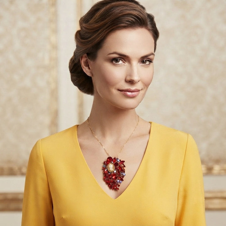 Ciondolo spilla Dama di Cammeo e Cristalli Swarovski