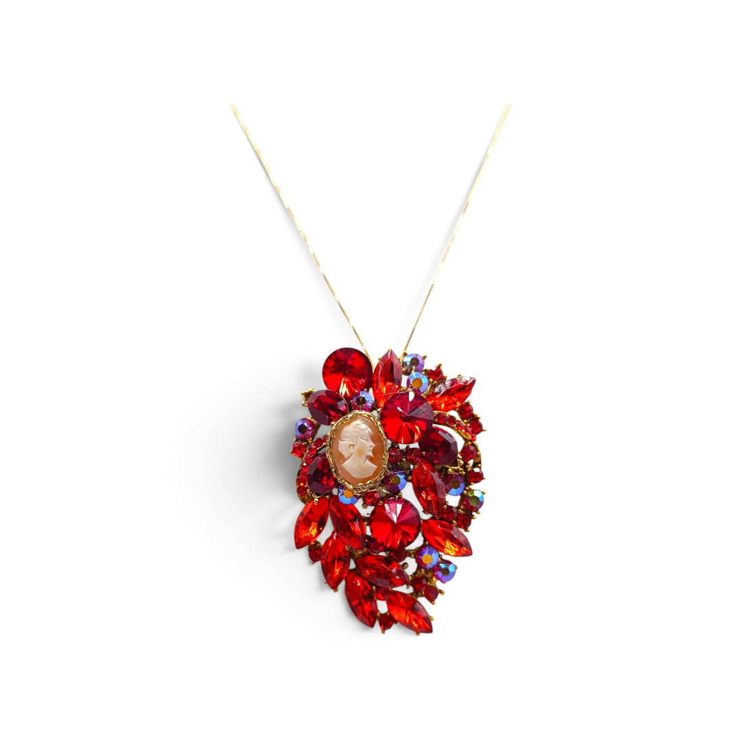 Ciondolo spilla Dama di Cammeo e Cristalli Swarovski