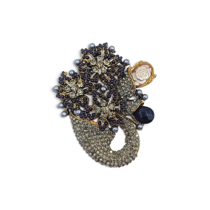 Spilla di Fiore di Cammeo e Cristallo Swarovski