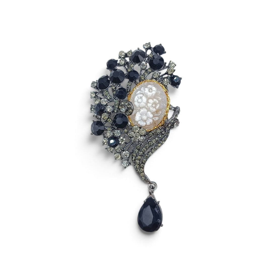 Spilla Floreale di Cammeo e Cristallo Swarovski