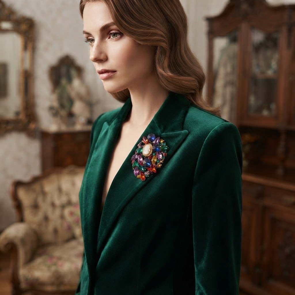 Ciondolo spilla Dama di Cammeo e Cristalli Swarovski