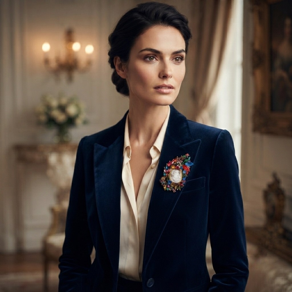 Ciondolo spilla Dama di Cammeo e Cristalli Swarovski