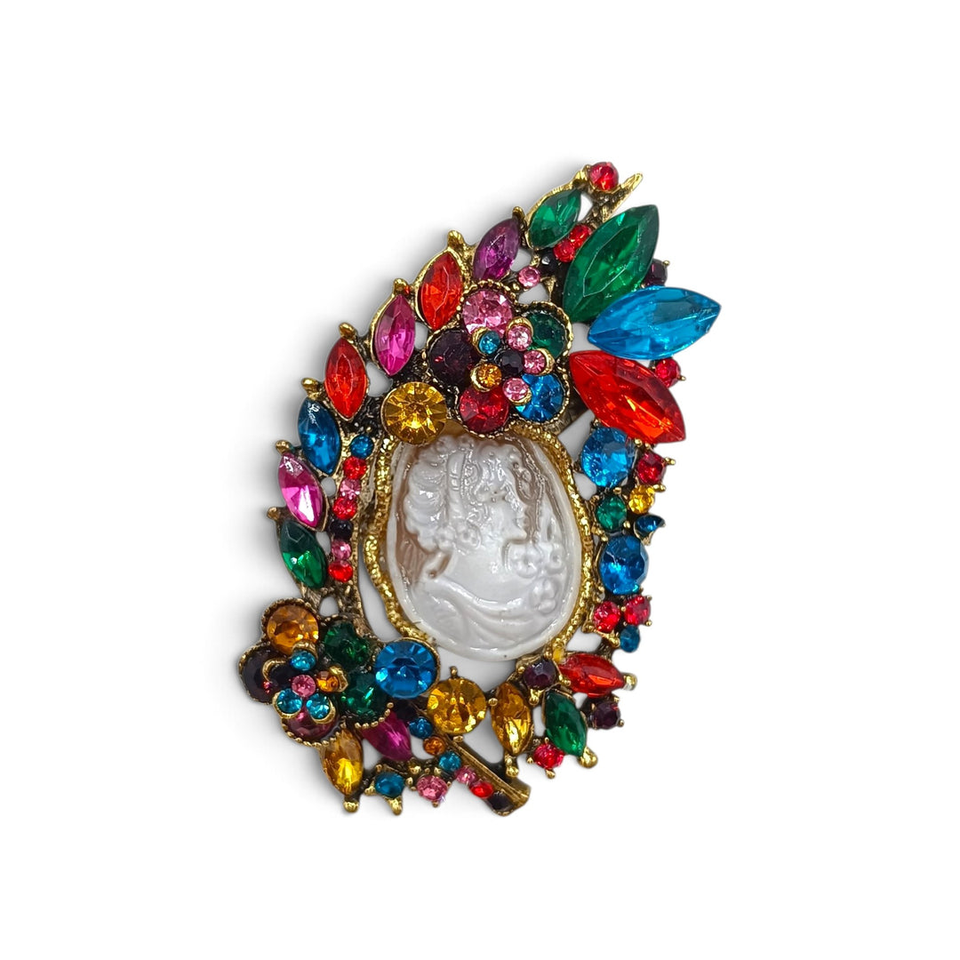 Ciondolo spilla Dama di Cammeo e Cristalli Swarovski