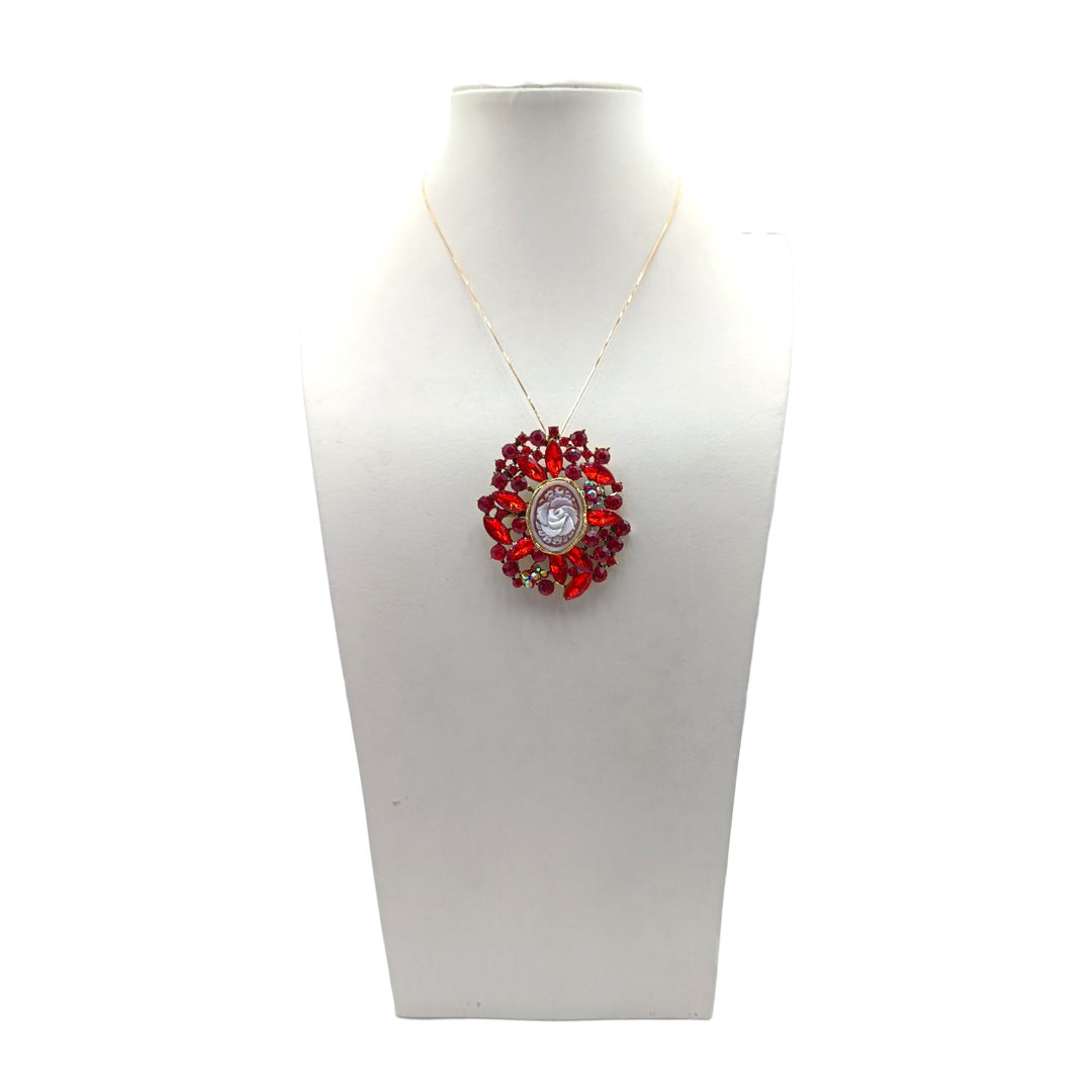 Ciondolo spilla Dama di Cammeo e Cristalli Swarovski