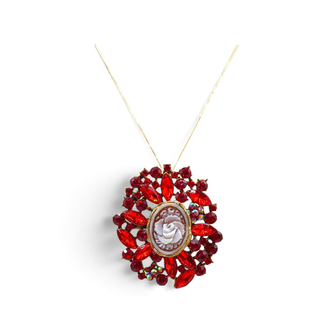 Ciondolo spilla Dama di Cammeo e Cristalli Swarovski