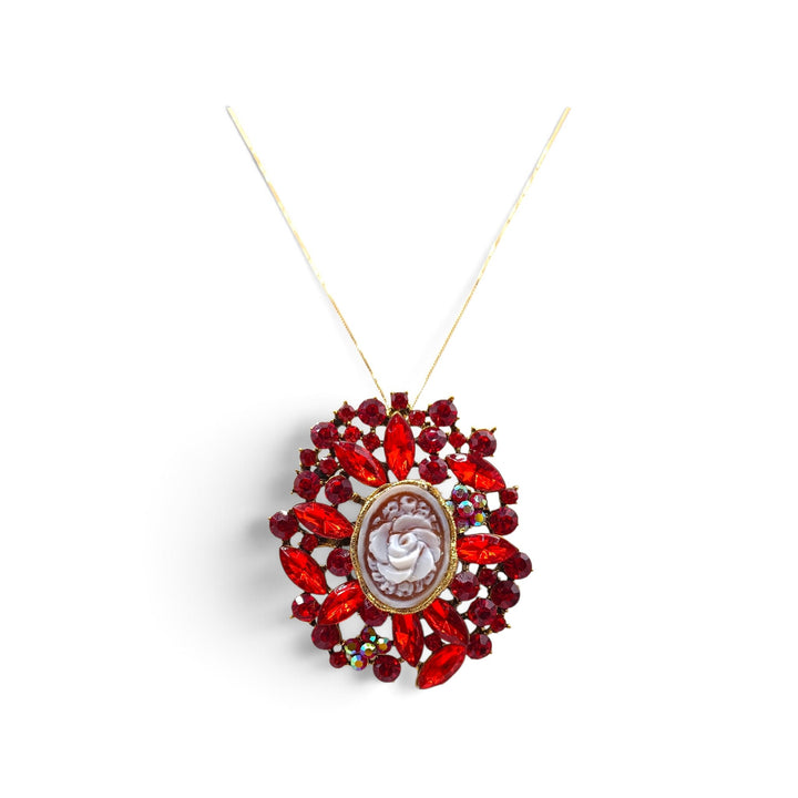 Ciondolo spilla Dama di Cammeo e Cristalli Swarovski