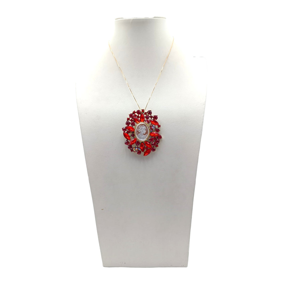Ciondolo spilla Dama di Cammeo e Cristalli Swarovski