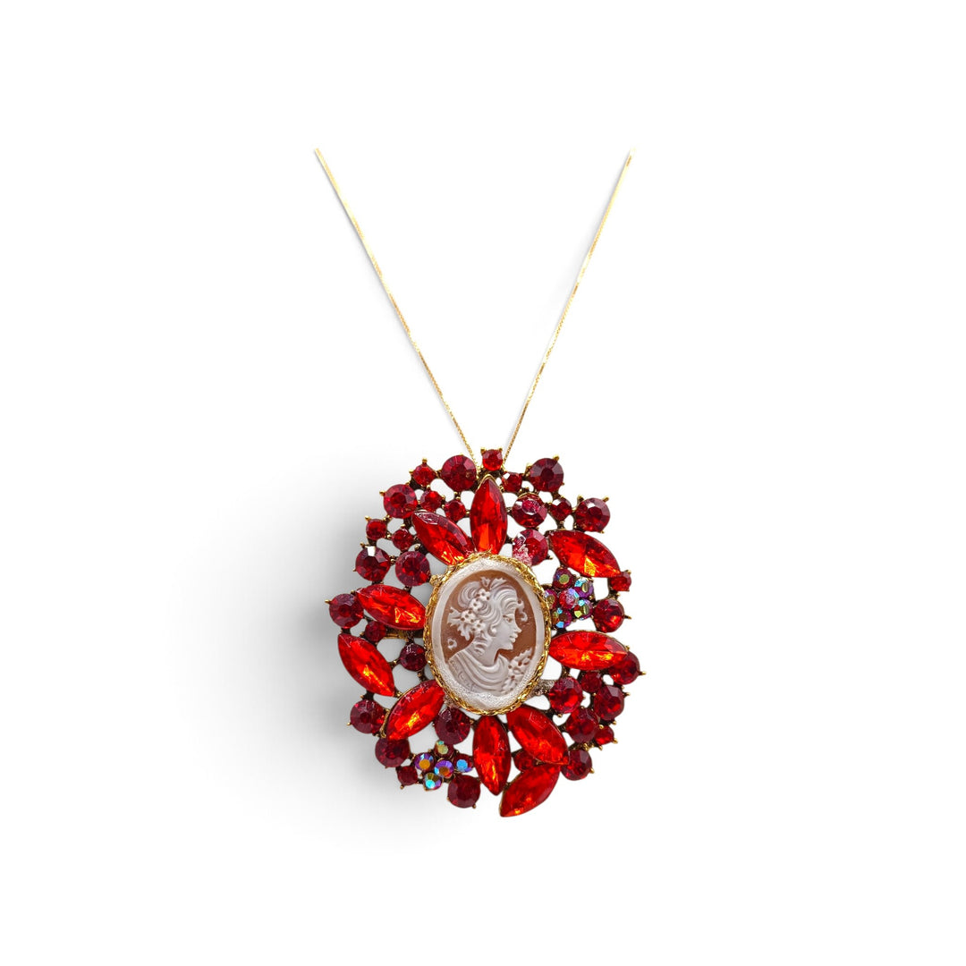Ciondolo spilla Dama di Cammeo e Cristalli Swarovski