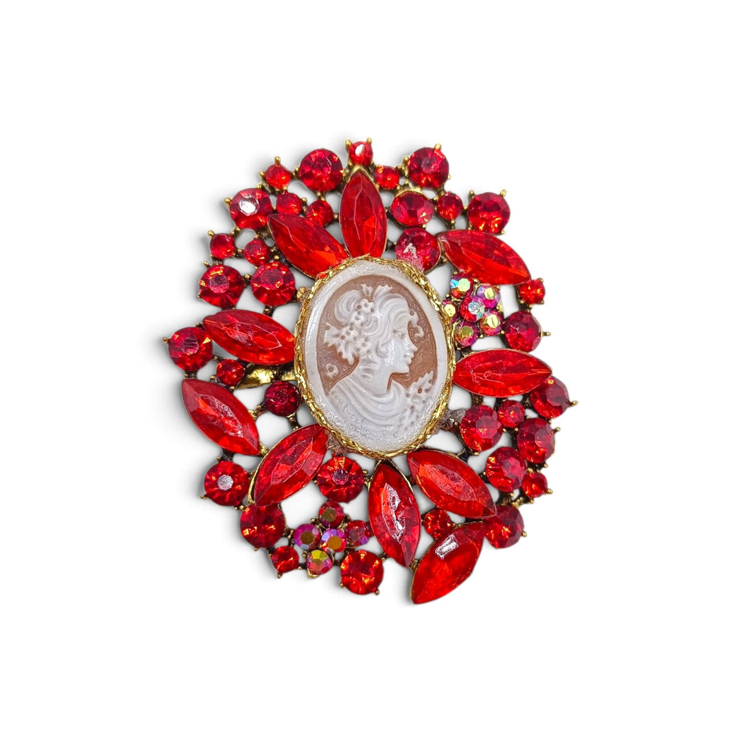Ciondolo spilla Dama di Cammeo e Cristalli Swarovski