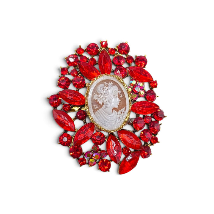 Ciondolo spilla Dama di Cammeo e Cristalli Swarovski