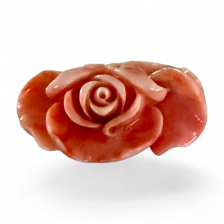 Cerasuolo coral "rose" shuttle hand-engraved by engravers from Torre del Greco