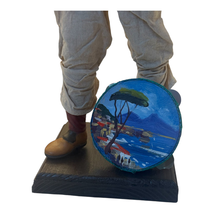 Pulcinella statue in terracotta with glass eyes