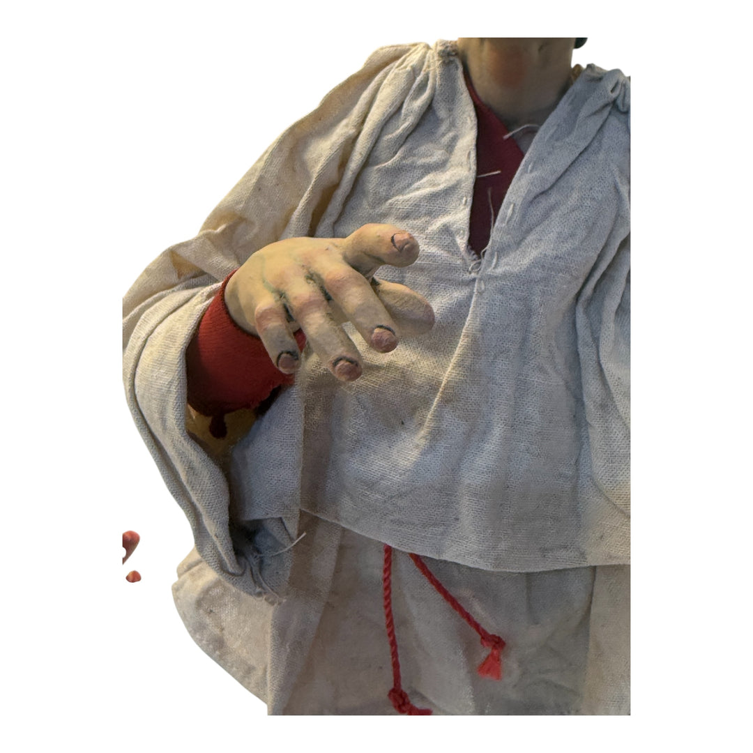 Pulcinella statue in terracotta with glass eyes