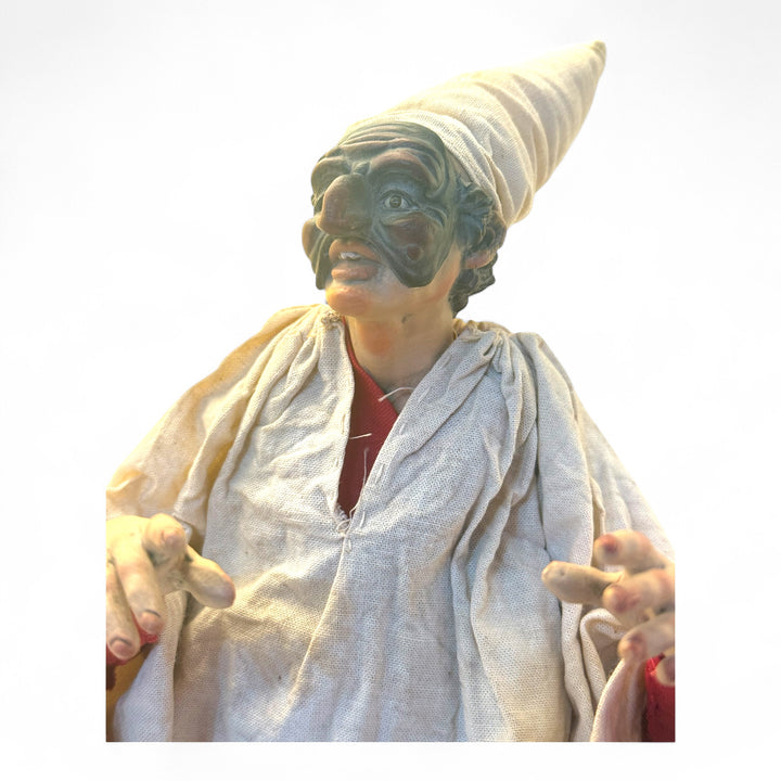 Pulcinella statue in terracotta with glass eyes