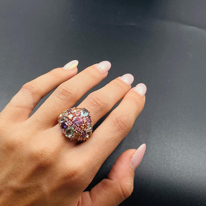 Zirconia ring mounted on silver