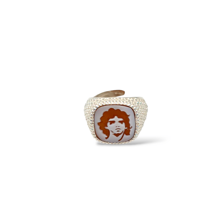 Anello Maradona vip in cammeo montato su argento