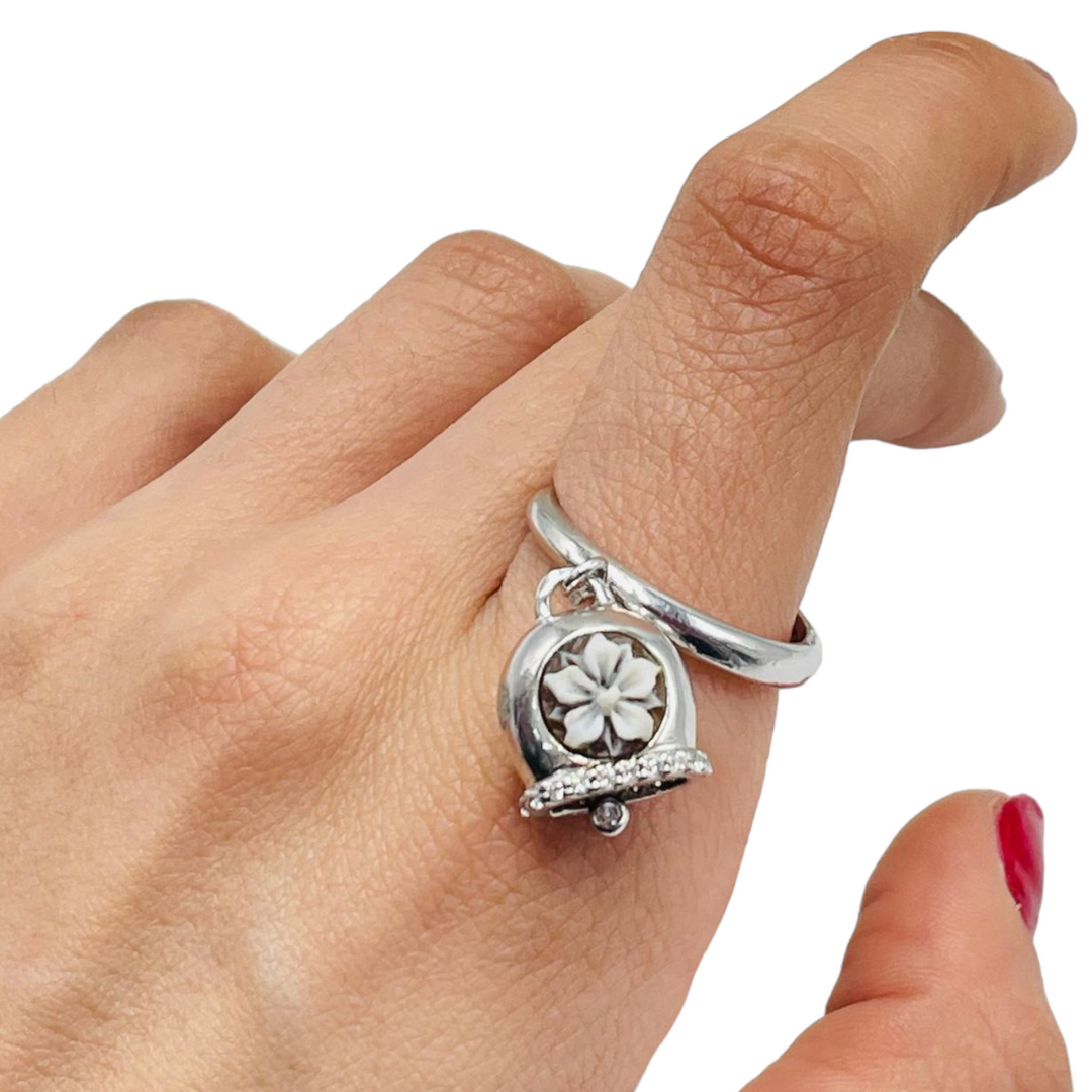 Cameo and silver bell ring