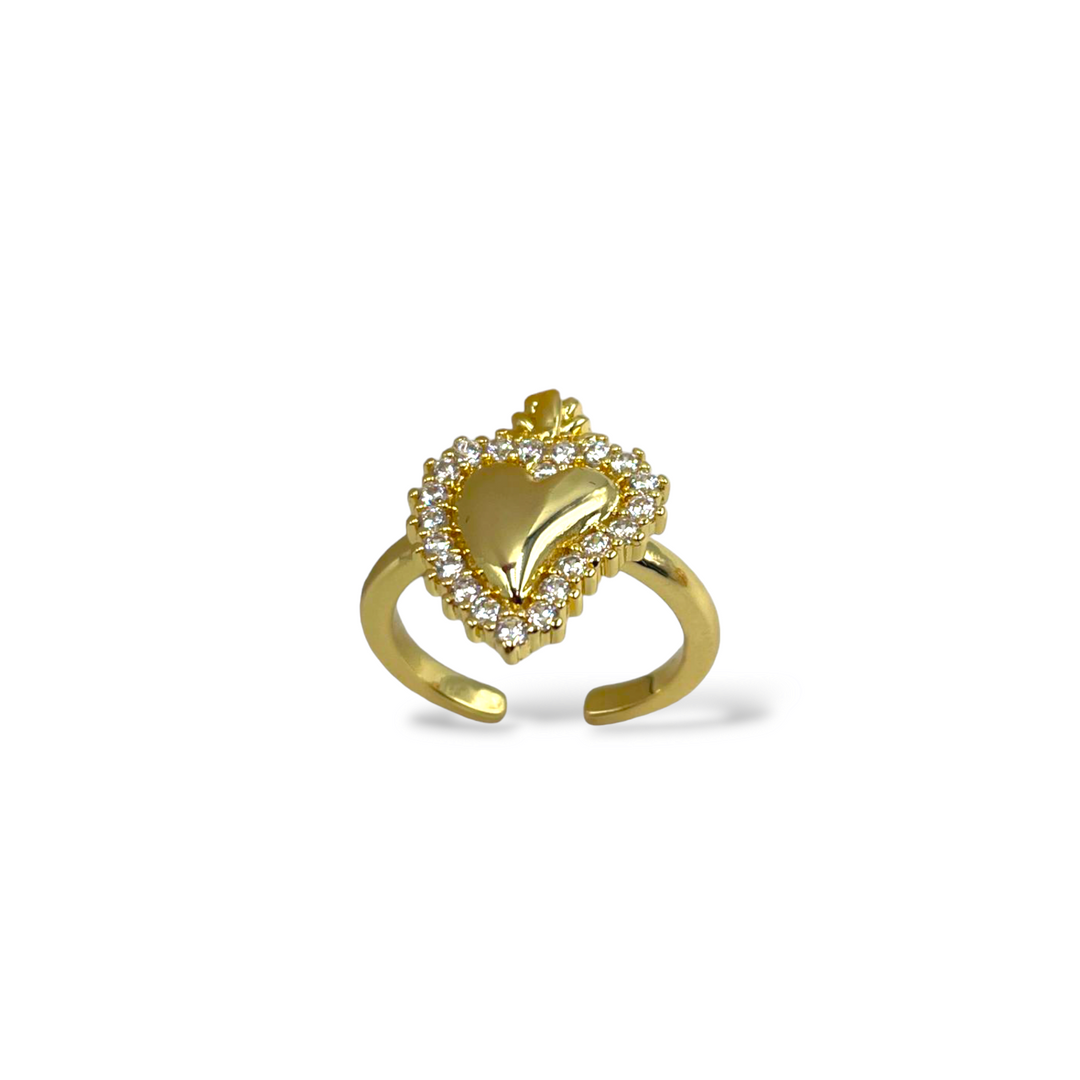 END OF COLLECTION - Sacred heart ring with zirconia