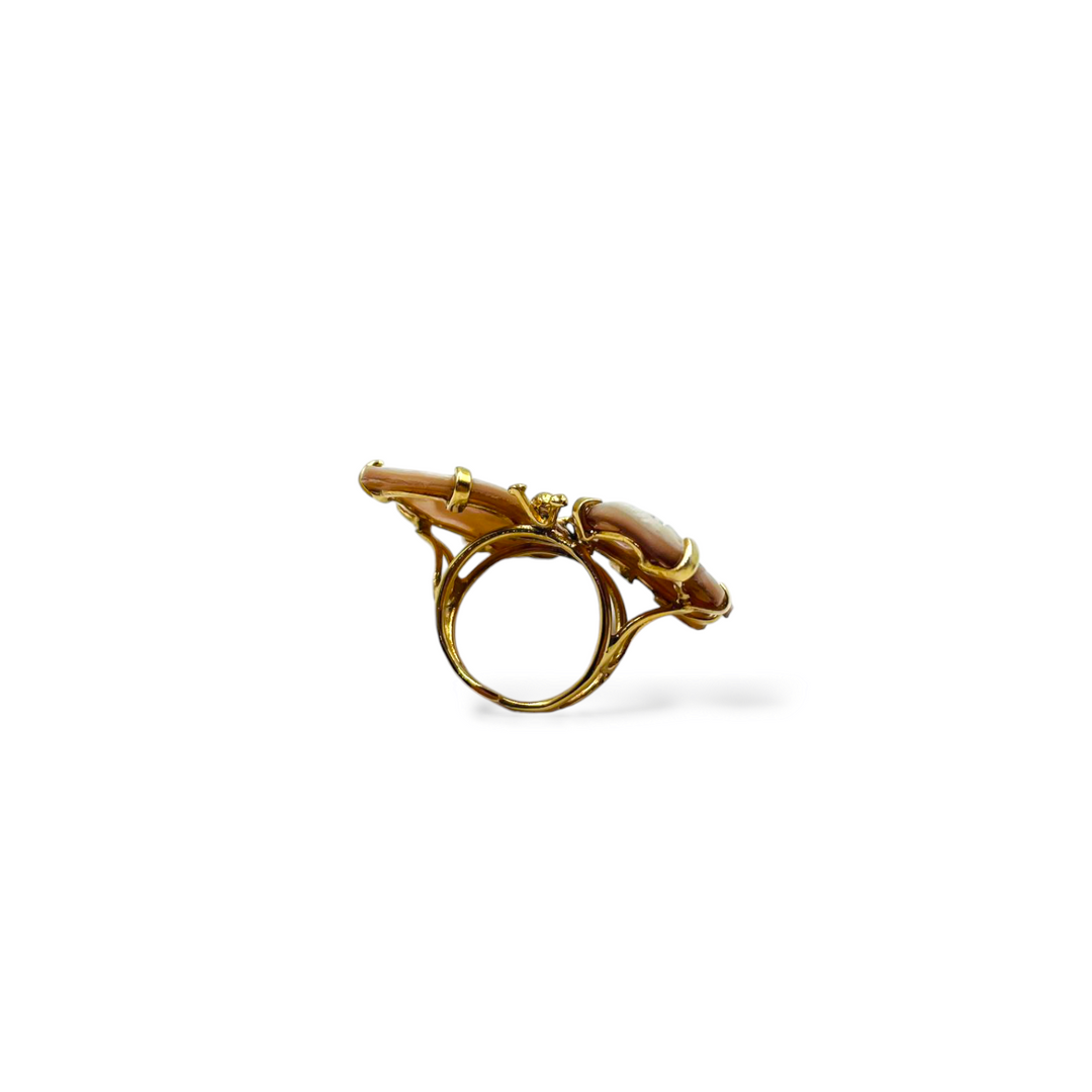 Butterfly cameo ring mounted on silver