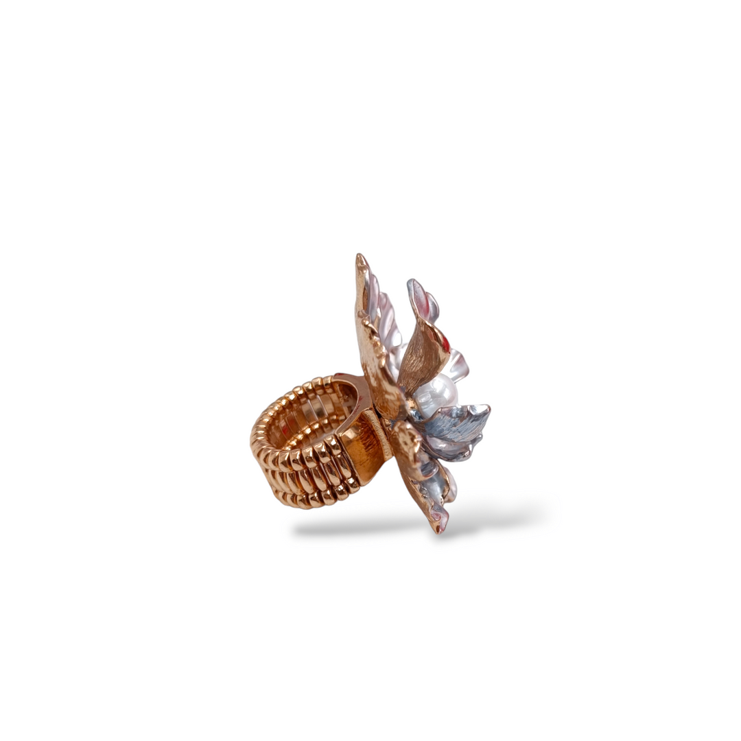 FINE COLLEZIONE - Anello fiore in acciaio