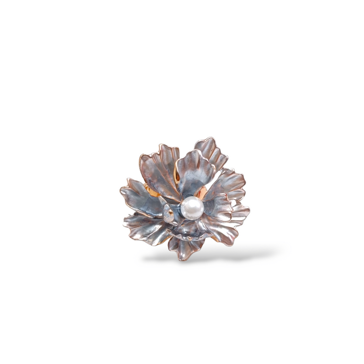 FINE COLLEZIONE - Anello fiore in acciaio