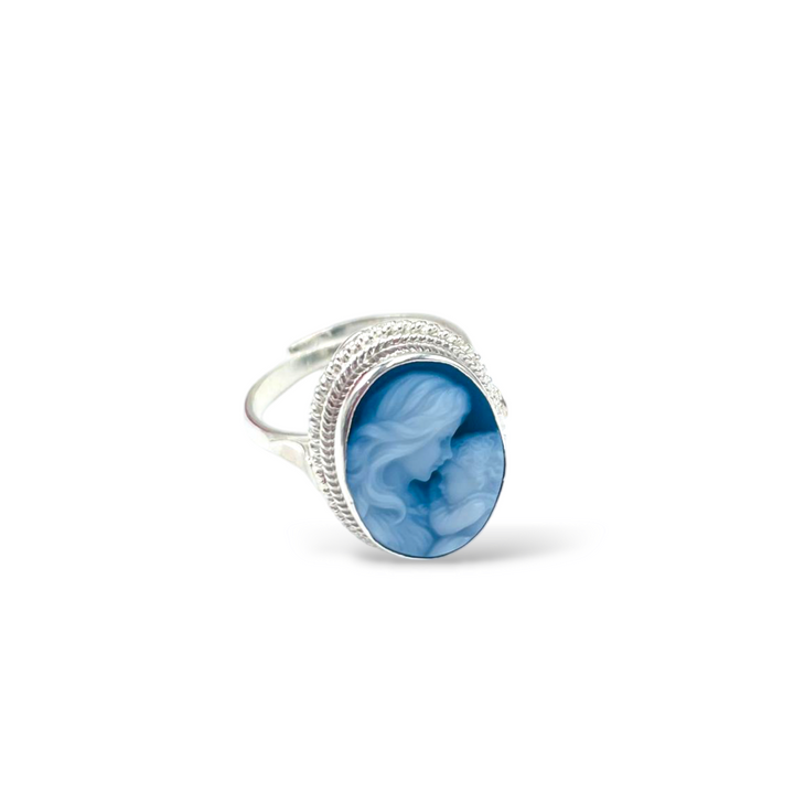 "LA MAMMINA" RING IN BLUE AGATE MOUNTED ON SILVER