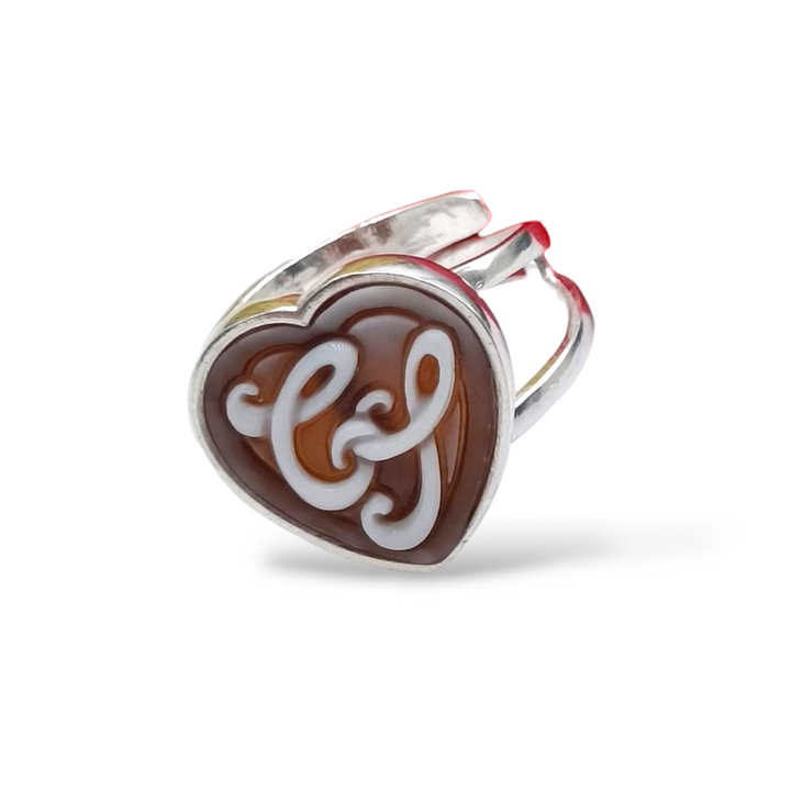 Personalized Letter Ring, Love Intertwining, in Cameo and Silver