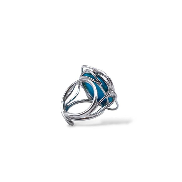 END OF COLLECTION - Oval turquoise ring mounted on silver