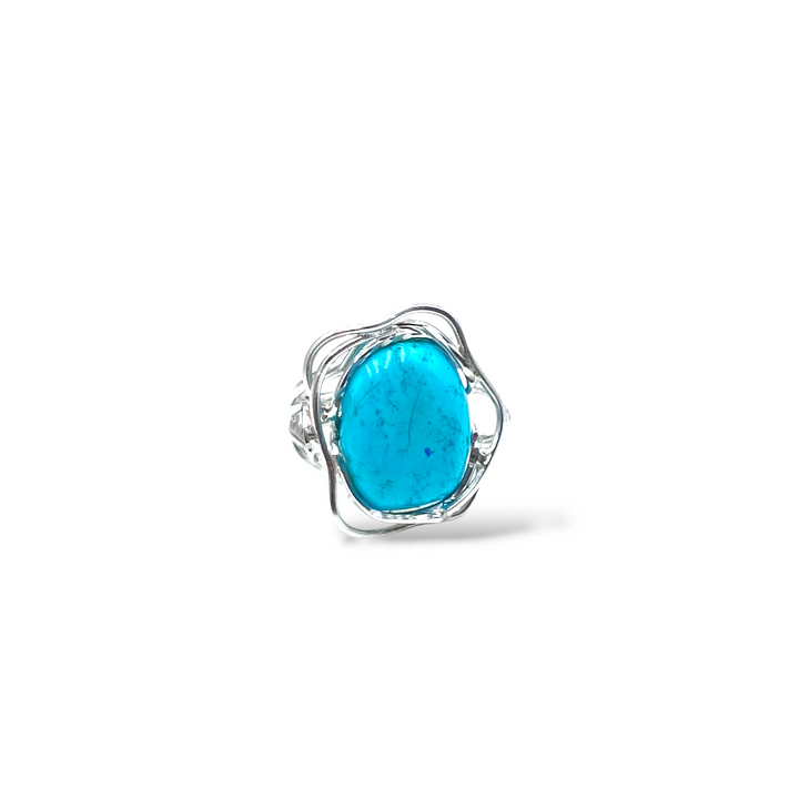 END OF COLLECTION - Oval turquoise ring mounted on silver