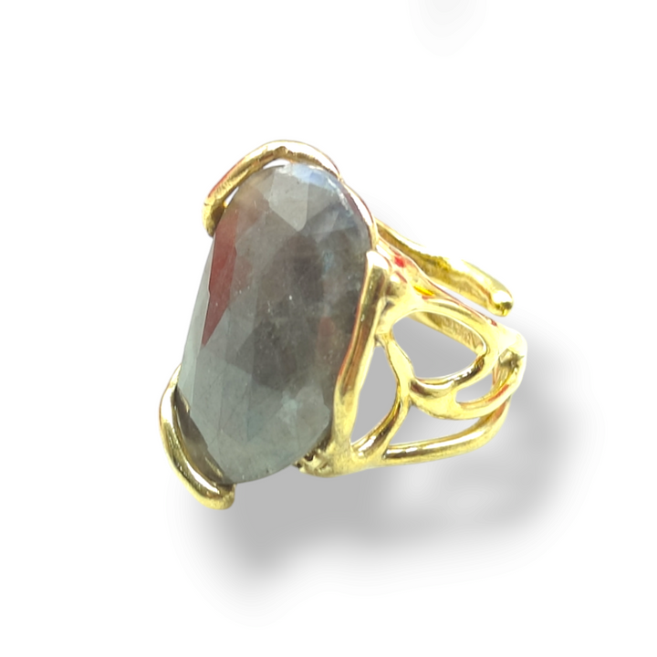 Anello "radice di zaffiro" viola montato su argento