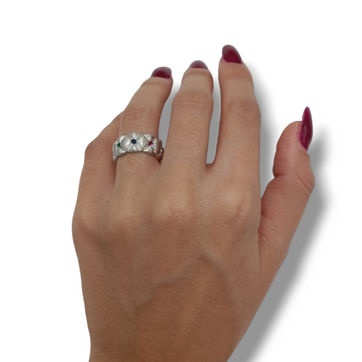 FINE COLLEZIONE - Anello zirconi montati su argento